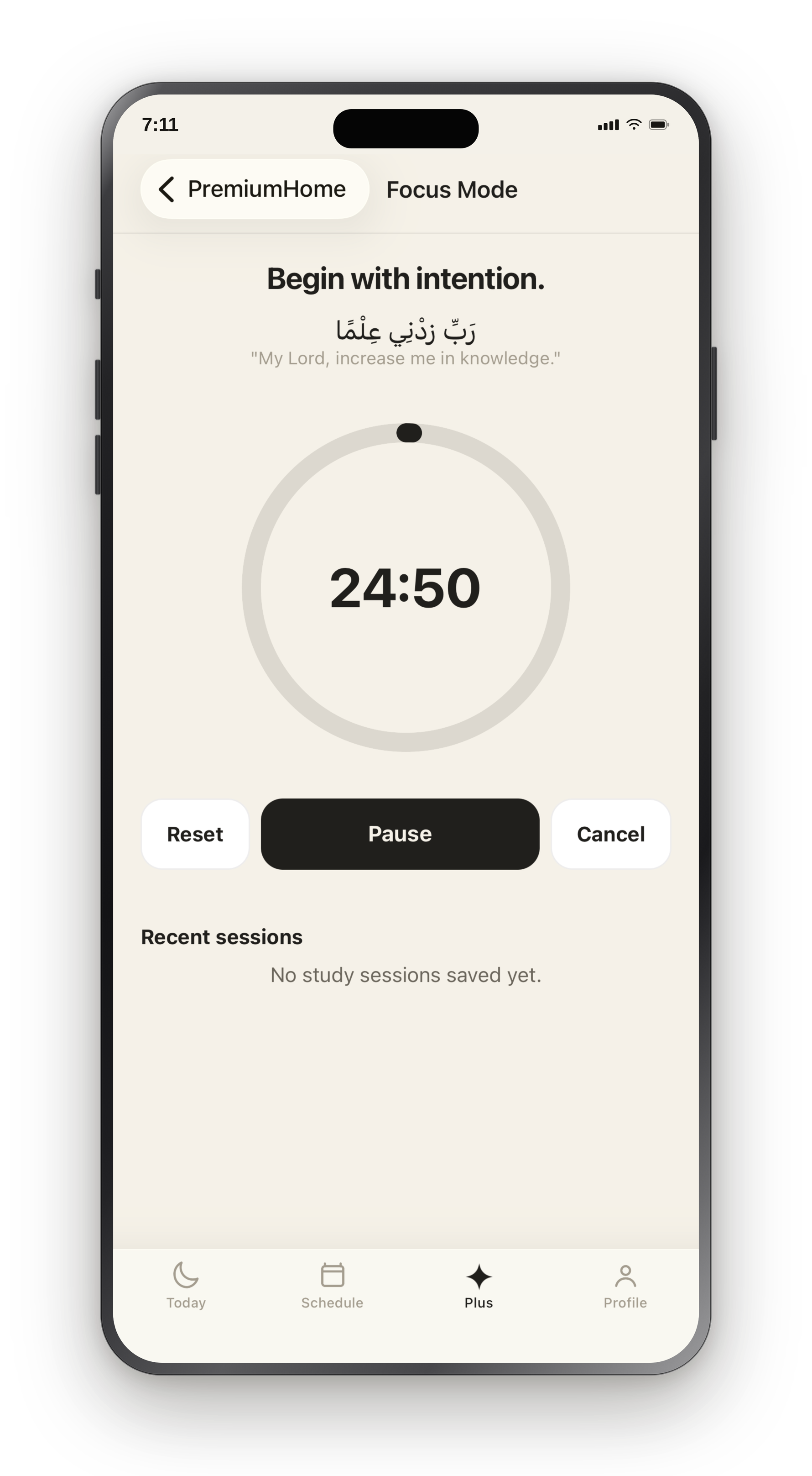 DeenSync Focus Mode timer